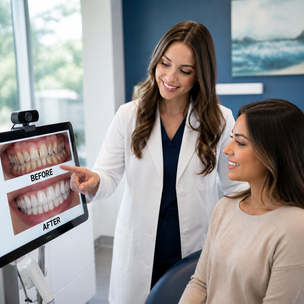 Doctor consulting with patient about Invisalign